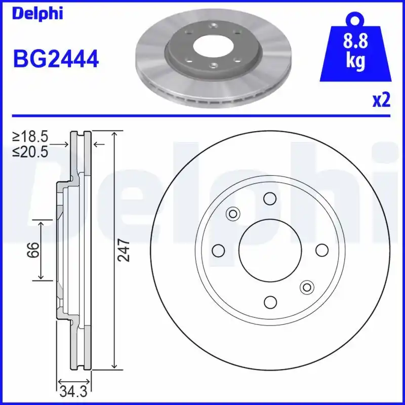 Sofort Bestellen DELPHI Bremsscheibe (BG2444) KFZ-7054330
