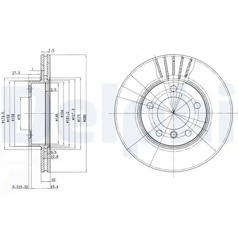 Begrenztes Angebot DELPHI Bremsscheibe (BG2623C) KFZ-7054342